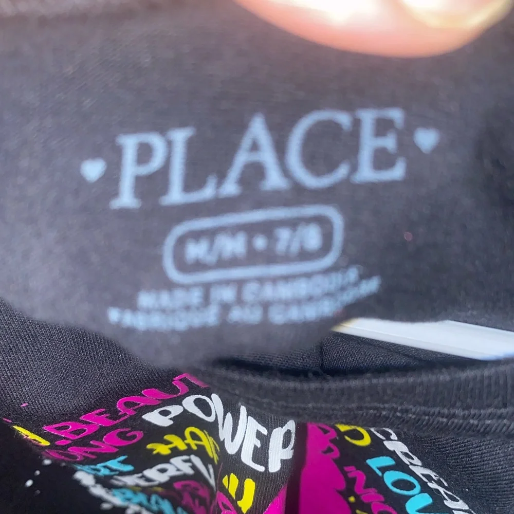 The Children’s Place Girls Black Afro Graphic Tee Size M 7/8 NWT